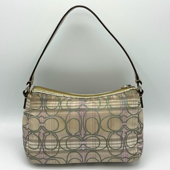 Coach Mini Tartan Plaid Lavender Signature Top Handle Pouch in EUC - Picture 3 of 15